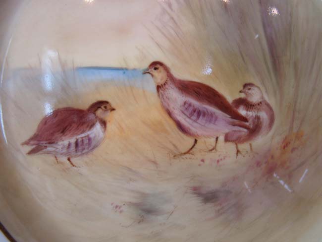 A fine and rare set of 12 hand painted Royal Doulton "Cabinet" plates featuring 'game birds' circa 1910 — image 3